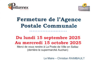 FERMETURE DE L’AGENCE POSTALE COMMUNALE
