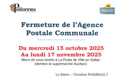 FERMETURE DE L’AGENCE POSTALE COMMUNALE