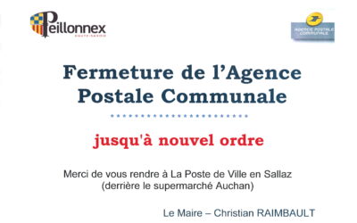FERMETURE DE L’AGENCE POSTALE COMMUNALE