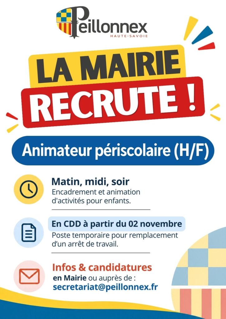 La mairie recrute : Un animateur périscolaire